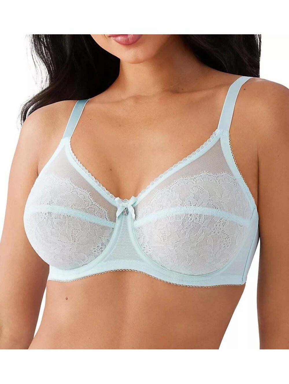 Wacoal Retro Chic Full Figure Underwire Bra 855186 Mint/Lt Blue 40DD